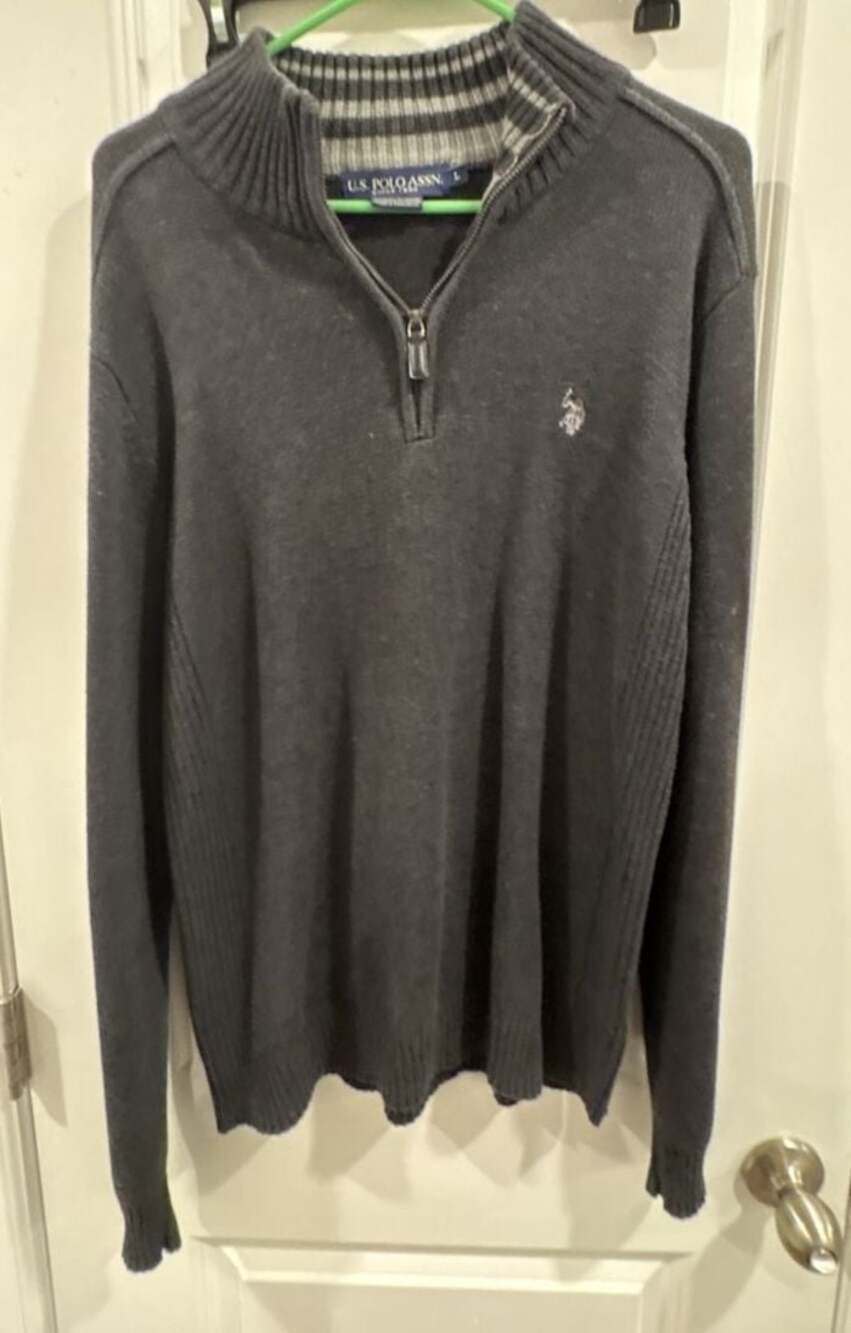U.S. Polo Assn. Men's Dark Gray Quarter-Zip Knit Sweater